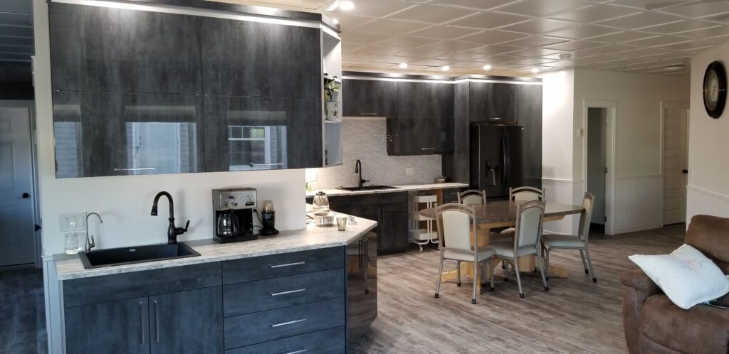 glossy, modern looking storage and cabinets