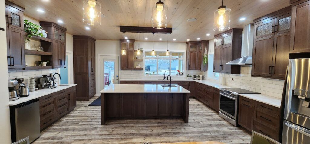 Custom-designed cabinets in a luxury home kitchen.