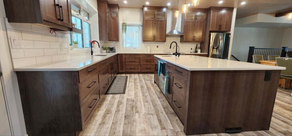 wooden cabinetry in a luxurious kitchen.